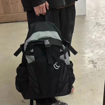Qfdian Patchwork Casual Simple Contrast Color Backpacks Vintage All Match Men Cargo Schoolbags High-capacity Women Grunge Y2k Rucksacks